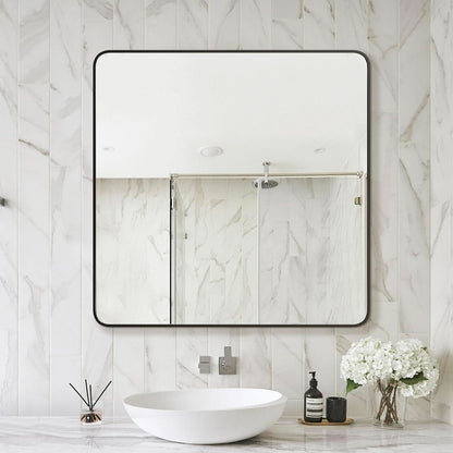 Black Framed Vanity Mirror 30x30 Shatter proof HD