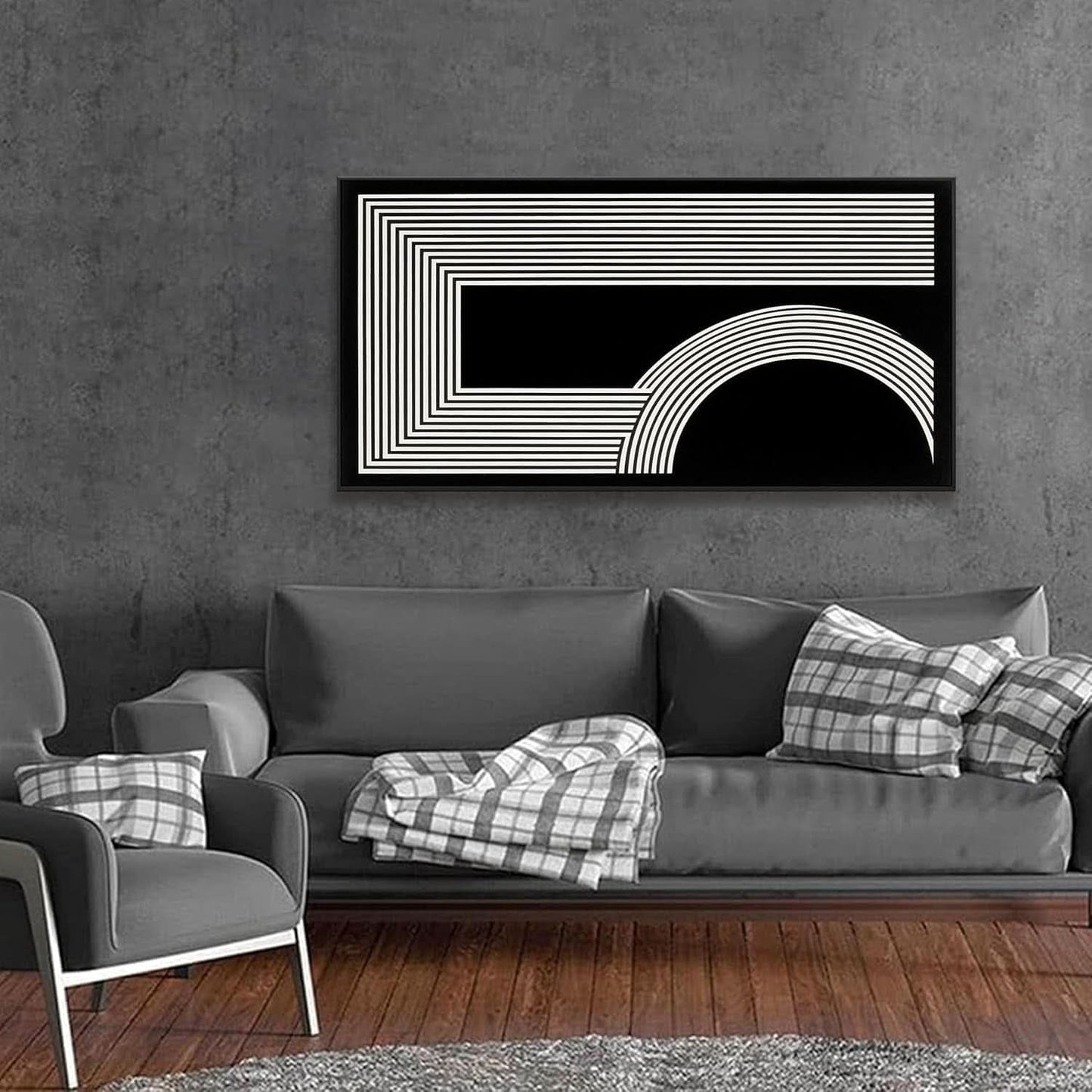Monochrome Contemporary Canvas Wall Art 24x48 Inches Waterproof