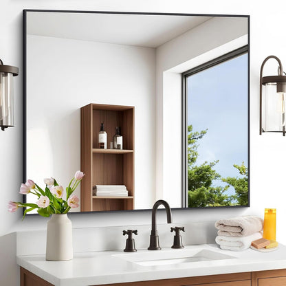 Black 36x40 Inch Rectangular Bathroom Vanity Mirror Waterproof Frame