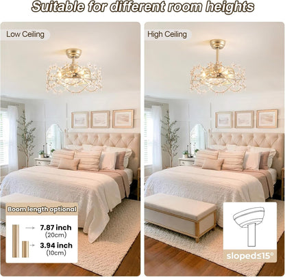 Chandelier shown in bedroom with low and high ceiling for compatibility.